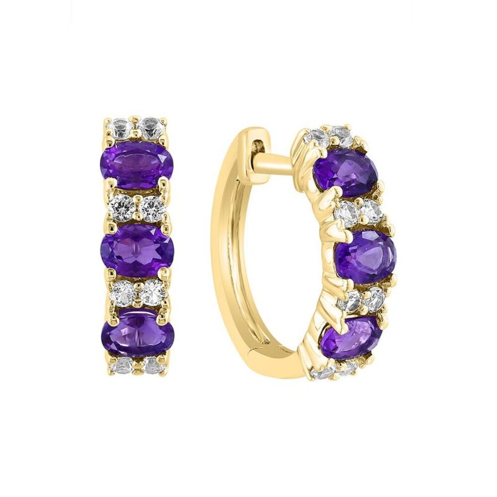 Effy Fine Jewelry Plated 1.20 Ct. Tw. Amethyst, White Sapphire Earrings